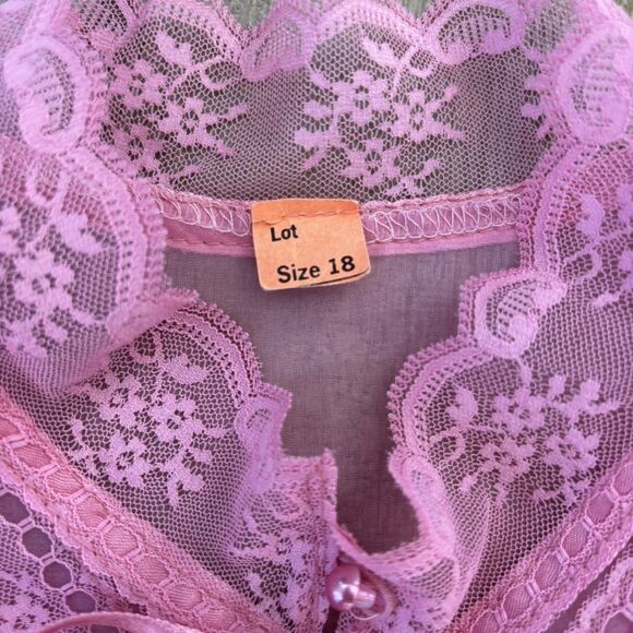 Vintage Victorian Revival Maxi Dress Size 18 Pink Prairie Cottage Romantic 70s - Picture 10 of 16